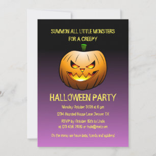 Invitación de calabaza de Halloween espeluznante a