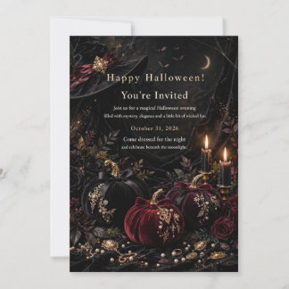 Invitación de calabaza de terciopelo gótico de luj