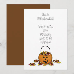 Invitación de Calabaza de Truco o Trato con Dulces