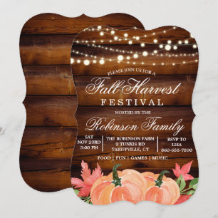 Invitación de calabaza del Festival de la Cosecha 