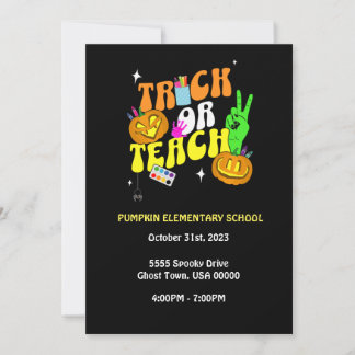 Invitación de calabaza editable Trick or Teach