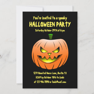 Invitación de calabaza espeluznante de Halloween
