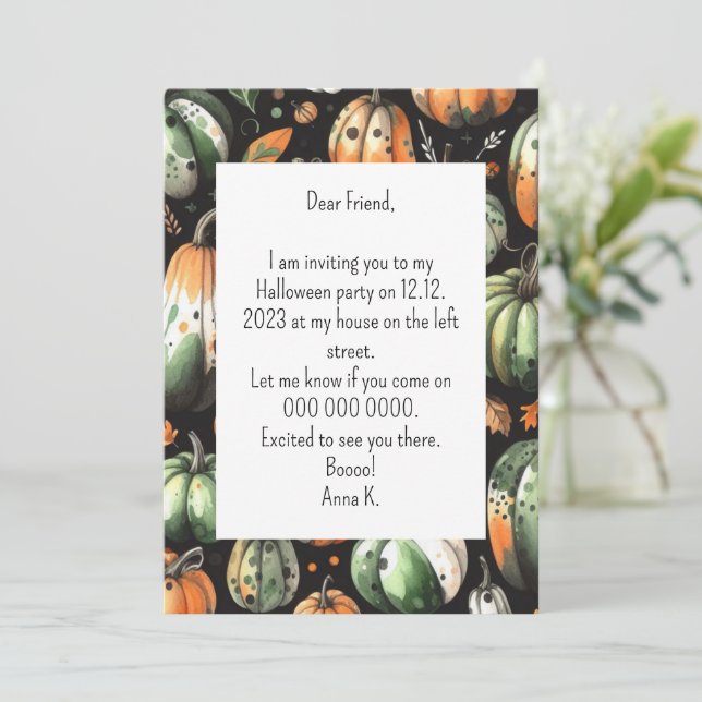Invitación de calabaza helada (Anverso de pie)