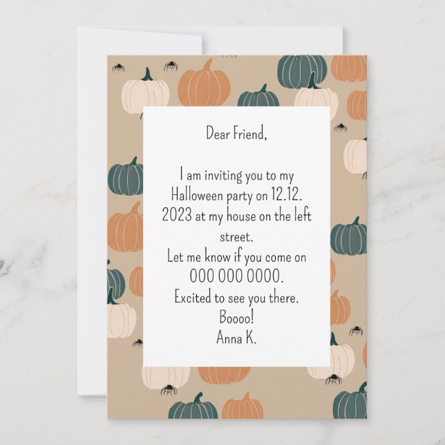 Invitación de calabaza helada (Anverso)