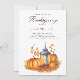 Invitación de calabaza para cena de Acción de Grac