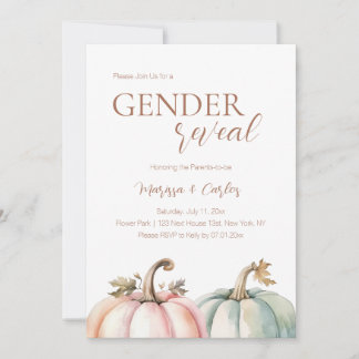 Invitación de calabaza pastel Revelación de género