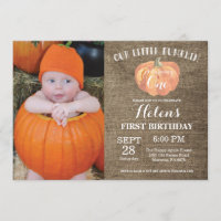 Invitación de calabaza por primer cumpleaños Burla