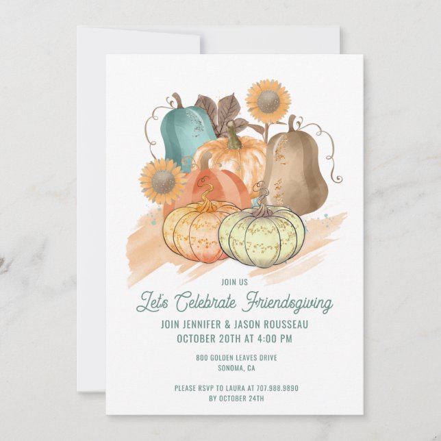 Invitación de calabazas acuarelas de baño de corte