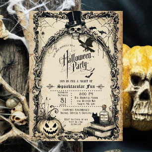 Invitación de calavera para fiesta de Halloween gó