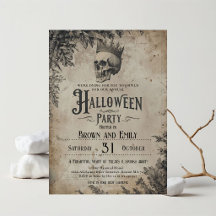 Invitación de calavera para fiesta de Halloween gó