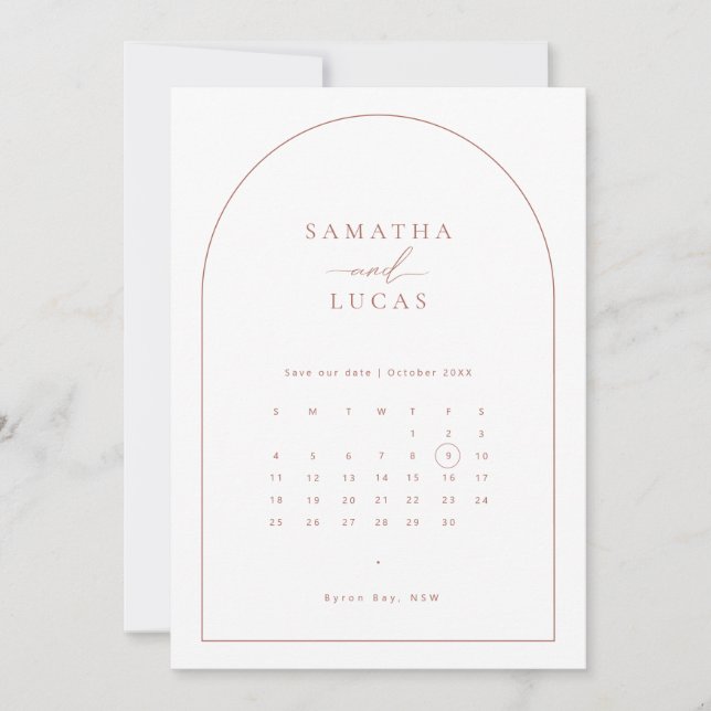 Invitación de calendario de arco minimalista para  (Anverso)