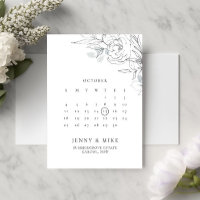 Invitación de calendario floral botánico para guar