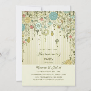 Invitación de Calentamiento del Hogar con Floral y