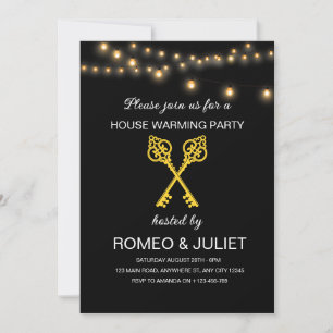 Invitación de Calentamiento del Hogar de Oro Negro