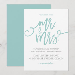 Invitación de Caligrafía a Pincel Turquesa Claro