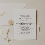 Invitación de caligrafía minimalista Bat Mitzvah<br><div class="desc">Esta minimalista invitación al murciélago de caligrafía mitzvah es perfecta para un rústico mitzvah de murciélago. El diseño,  sencillo y elegante,  presenta una tipografía de escritura clásica y elegante en blanco y negro.</div>