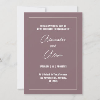 Invitación de caligrafía simple clásica púrpura mi