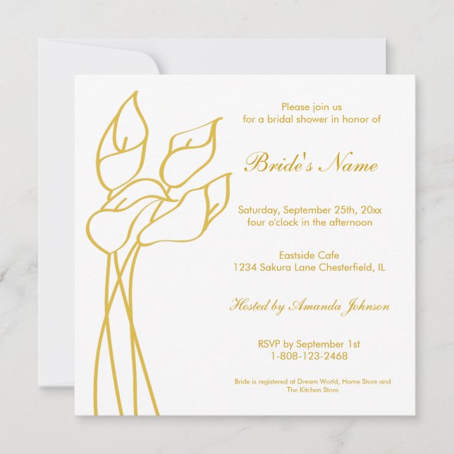 Invitación de Calla Lily (Anverso)