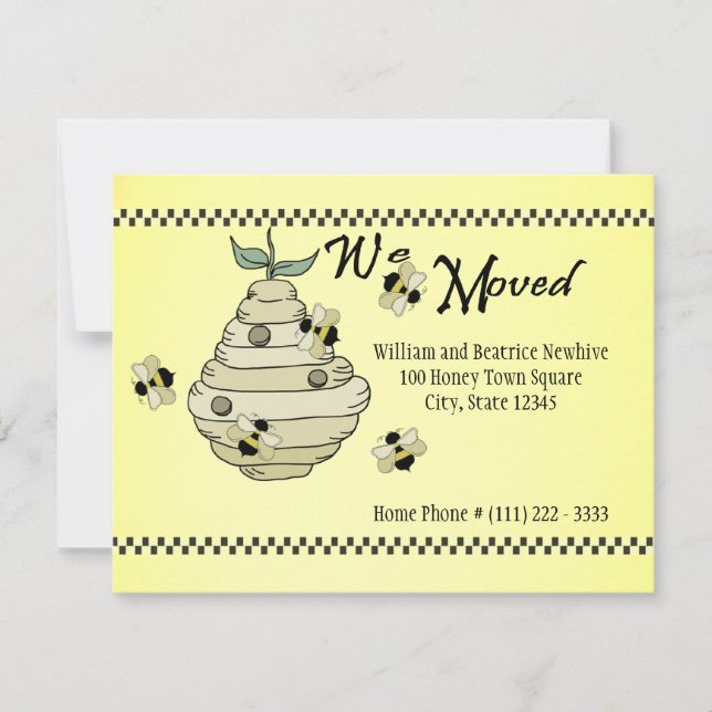 Invitación de cambio de dirección de Bee Hive (Anverso)