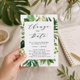 Invitación de cambio de fecha con hojas de palma t