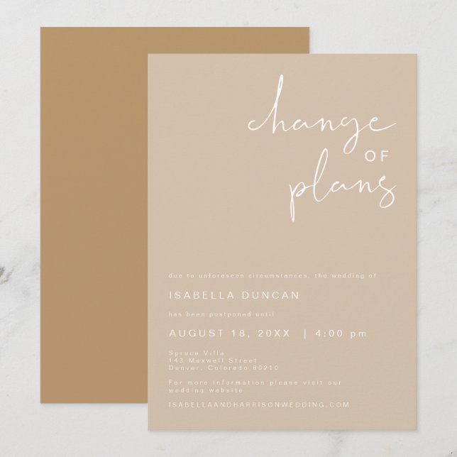 Invitación de cambio de planes de boda INDIE Boho (Anverso / Reverso)
