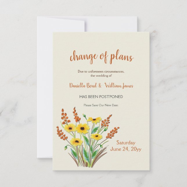 Invitación de cambio de planos de las flores de co (Anverso)