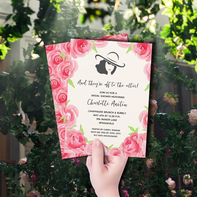 Invitación De camino a la ducha de novias en las rosas rosada (Subido por el creador)