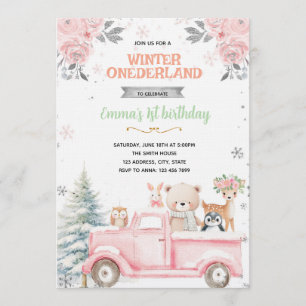 invitación de camión de niña de Onederland de invi
