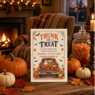 Invitación de Camión Vintage de Halloween 'Trunk o
