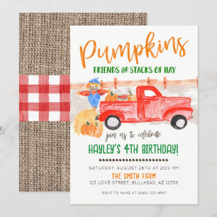 Invitación de camioneta vintage de calabaza de oto