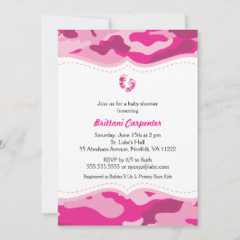 Invitación de Camo Baby Shower de las rosas