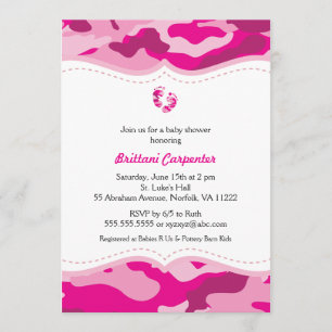 Invitación de Camo Baby Shower de las rosas