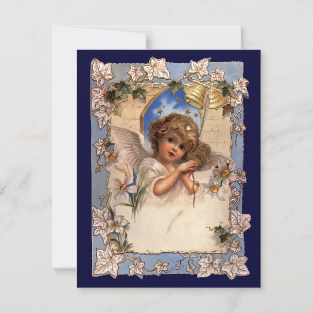 Invitación de campanas de ángel victorianas de Nav (Anverso)
