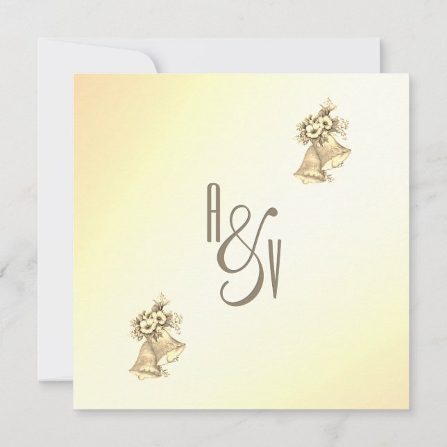 Invitación de Campanas de Boda Amarillas (Reverso)