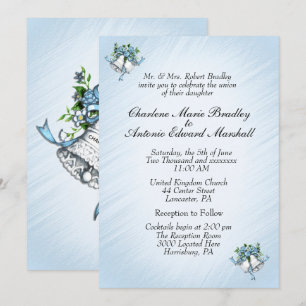 Invitación de Campanas de Boda Azules
