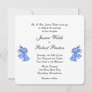 Invitación de Campanas de Boda Azules