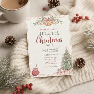 Invitación de Campanas de Navidad Rosa Elegante