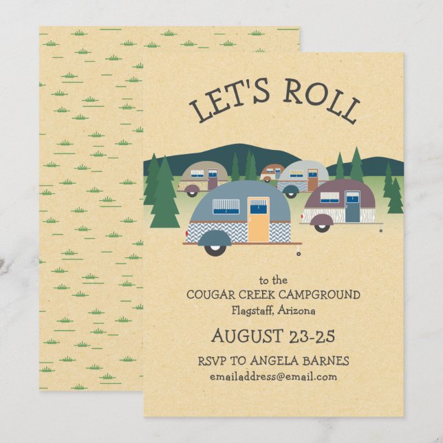 Invitación de Camping en Remolque Lágrima Vamos a  (Anverso / Reverso)