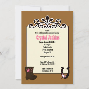 Invitación de campo de Cowgirl Pink Trendy Cowboy