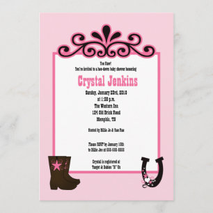 Invitación de campo de Cowgirl Pink Trendy Cowboy