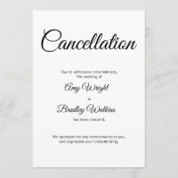 Invitación de cancelación boda Tarjeta elegante