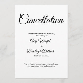 Invitación de cancelación boda Tarjeta elegante