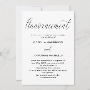 Invitación de cancelación simple de Boda