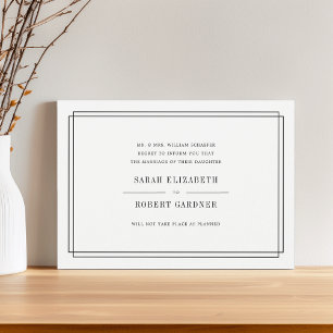Invitación de cancelación simple de Boda
