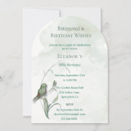 Invitación de canciones de pájaros y buenos deseos