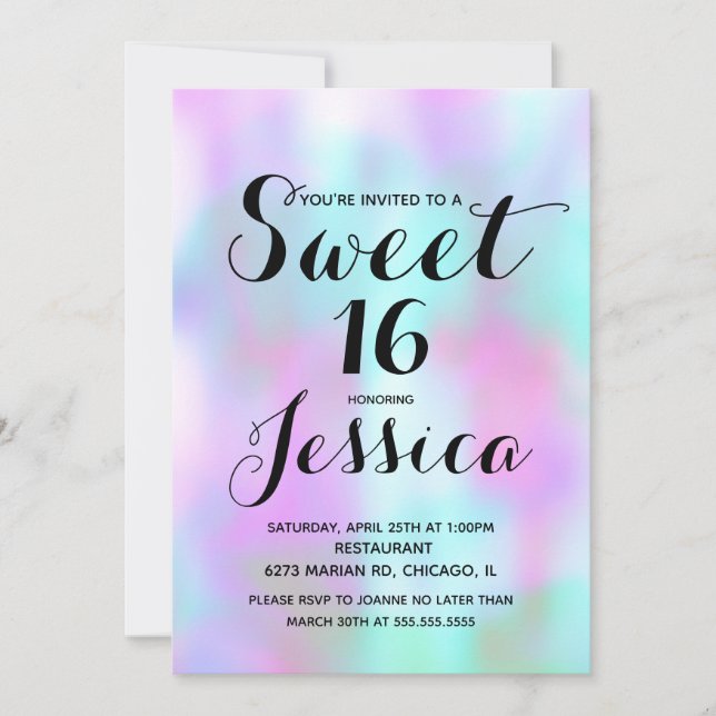 Invitación de Candy Ink Liquid Marble Pink Sweet 1 (Anverso)