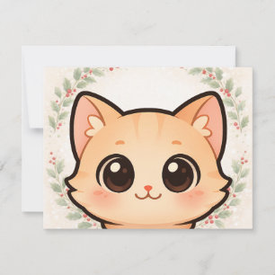 Invitación de Cara de Gato Kawaii Adorable