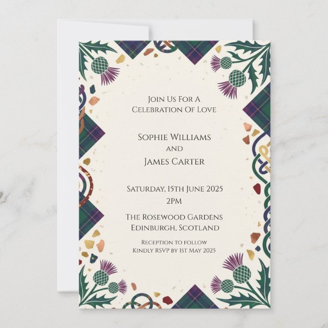 Invitación de Cardo Negro con Texto Personalizable (Anverso)