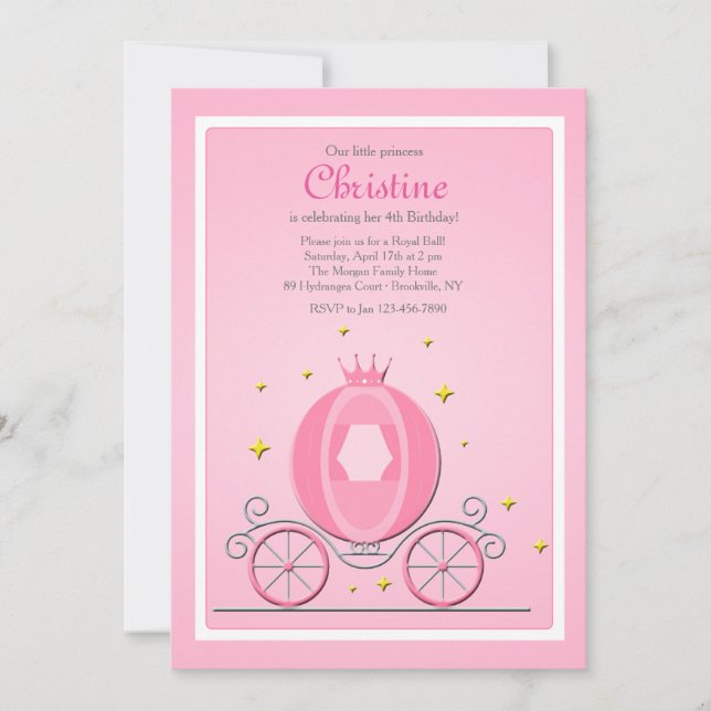 Invitación de Carruaje de Cenicienta (Anverso)