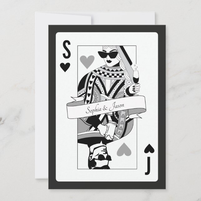 Invitación de carta de juego de Rey Reina (Anverso)